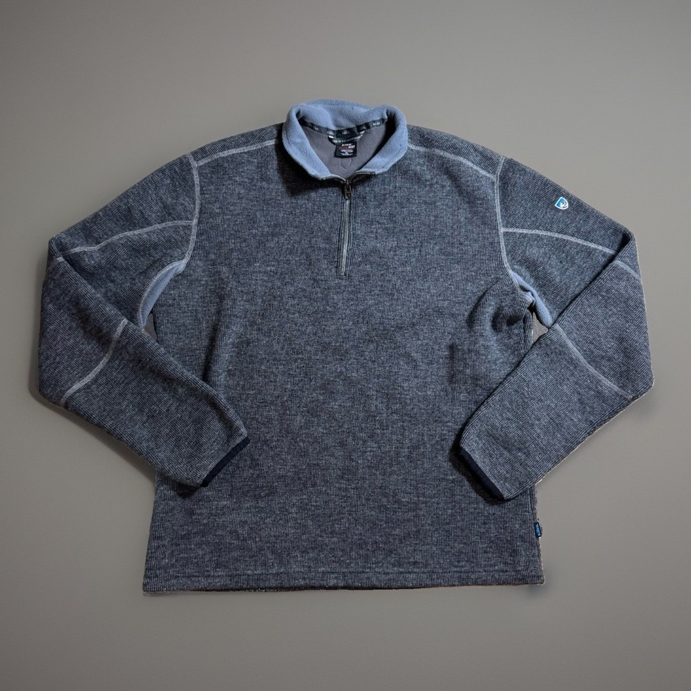 Kuhl ThermoKore Thor Mens XL 1/4 Zip Pullover Sweater Gray Fleece Lined Gorpcore